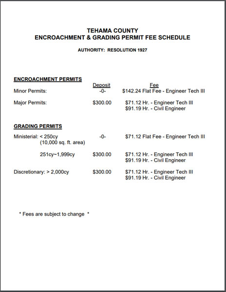 Encroachment & Grading Permit Fees