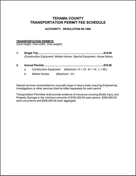 Transportation Permit Fees